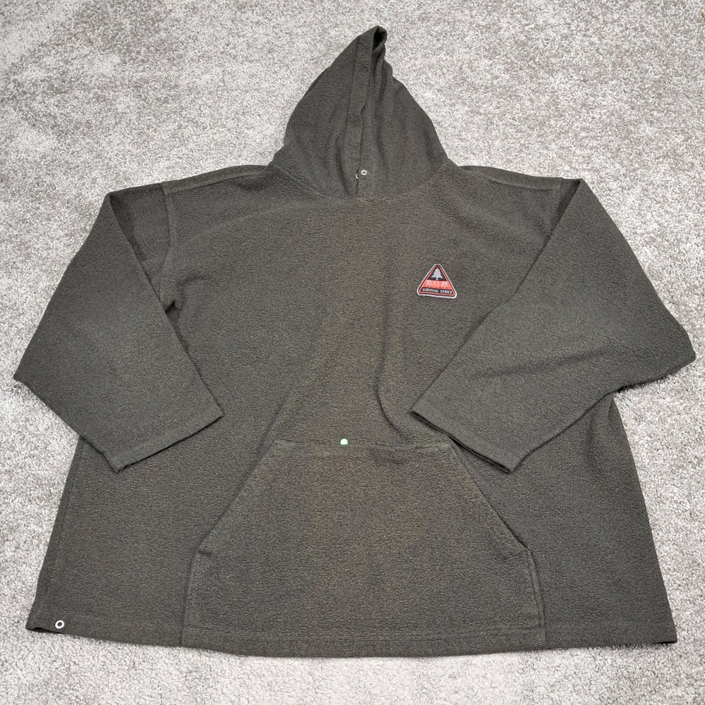 B.U.M. Equipment Survival Series Fleece Hoodie Mens 2XL Green Brown Vintage